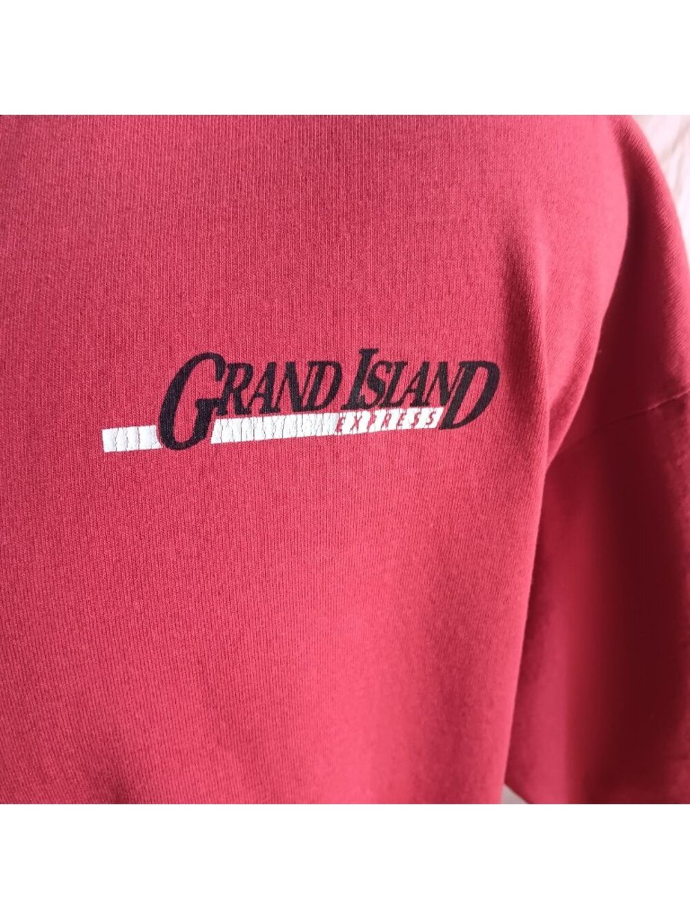Vintage 1990's Mens' Tee XL JERZEES GRAND ISLAND NEBRASKA T-shirt USA Red